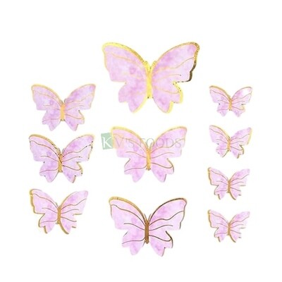 10 PCS Pink Gold Paper Butterfly Cake Toppers, Cake Topper Insert, Cake Topper, Cupcake Toppers, Girls, Boys, Friends Bday Decorations Items/Cake Accessories, Tags, Cards, Cake Toothpick Topper