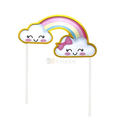 Rainbow with Smiling Clouds Cake Topper Insert, Cake Topper, Cupcake Toppers, Girls, Boys Bday Decorations Items/Cake Accessories, Tags, Cards, Cake Toothpick Topper