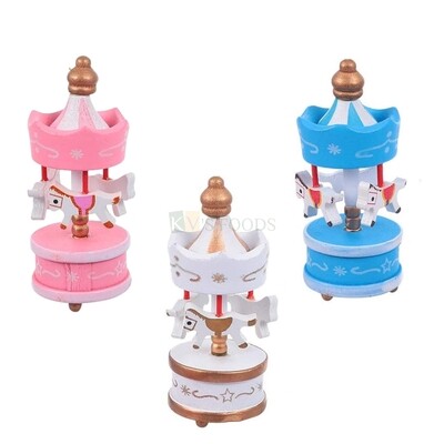 1PC White Pink Blue Mini Merry- go- Round Carousel Fairground for Kids Reusable Cake Topper For Birthday, Boys, Girls, Friends, Baby Shower, Gift for Guests , Cake Decorations Items, Cake Accessories