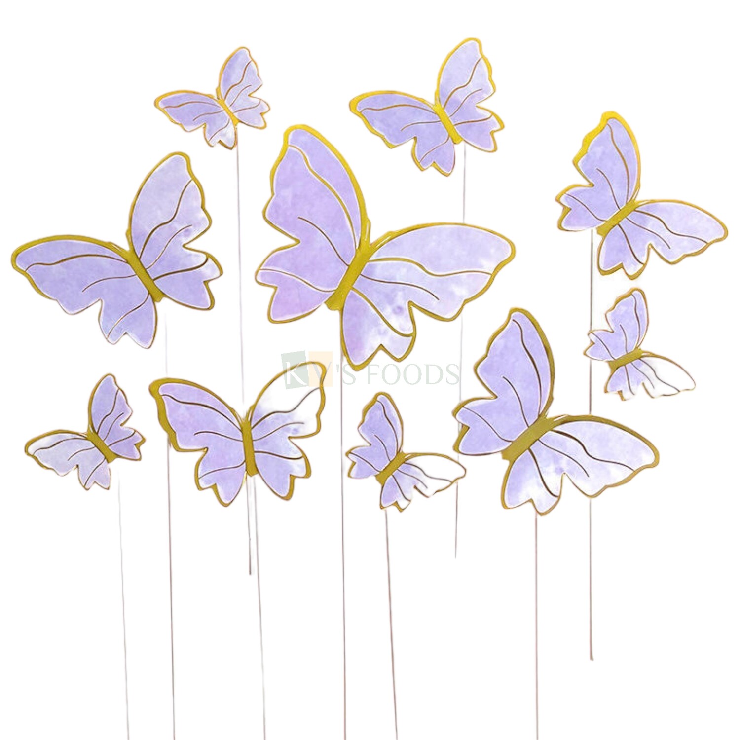 10 PCS Purple Gold Hard Paper Butterfly Cake Toppers, Cake Topper Insert, Cake Topper, Cupcake Toppers, Girls, Boys, Friends Bday Decorations Items/Cake Accessories, Tags, Cards, Cake Toothpick Topper