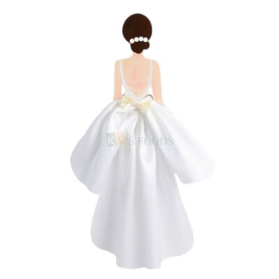Girl Lady Women Back with White Silk Chiffon Gauze Skirt Non-Woven Fabric Cake Topper for Bride Wedding, Mother&#39;s Day, Women&#39;s Day Theme, Cake Topper Insert Cake Decoration Accessories DIY Cake Decor
