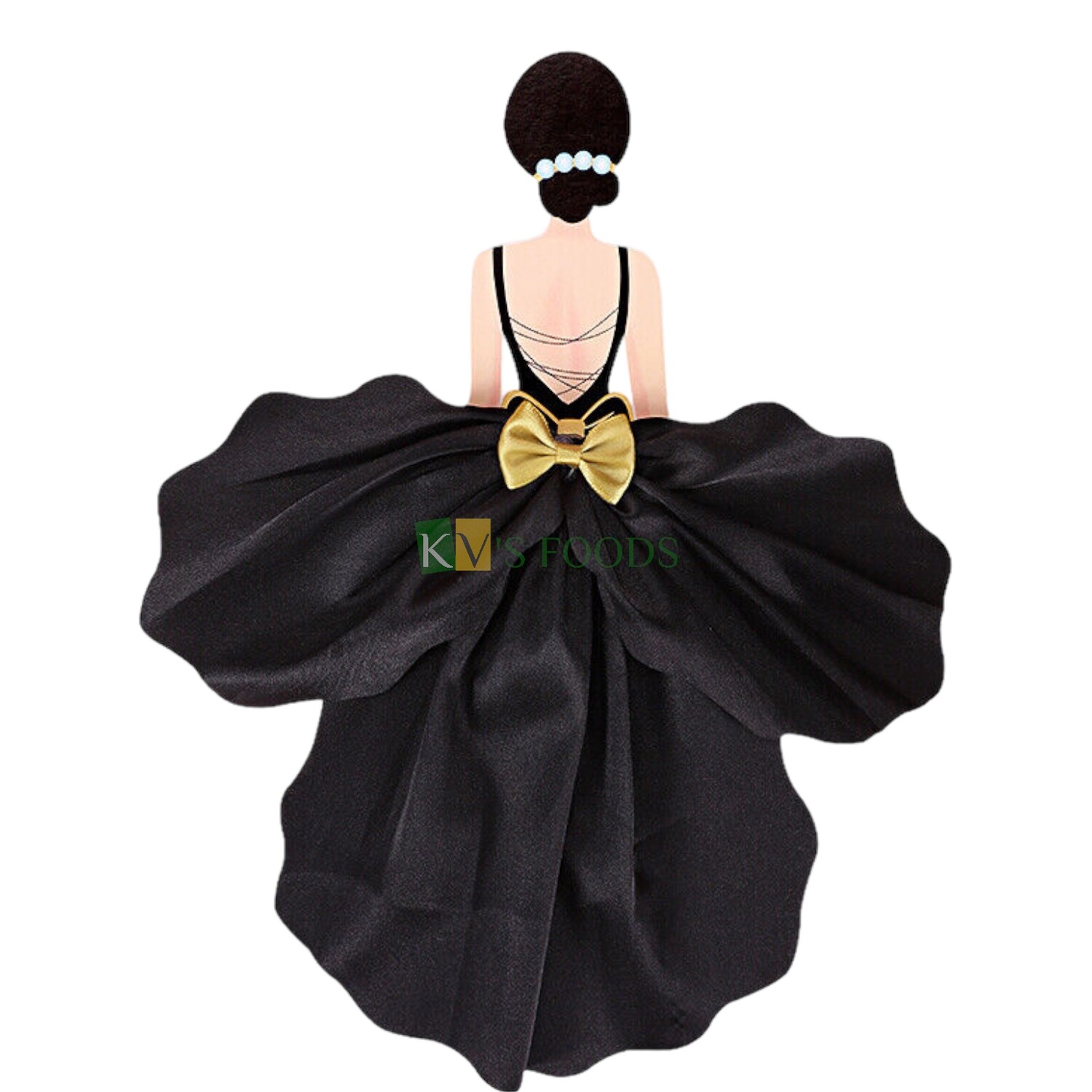 Girl Lady Women Back with Black Silk Chiffon Gauze Skirt Non-Woven Fabric Cake Topper for Bride Wedding, Mother's Day, Women's Day Theme, Cake Topper Insert Cake Decoration Accessories DIY Cake Decor