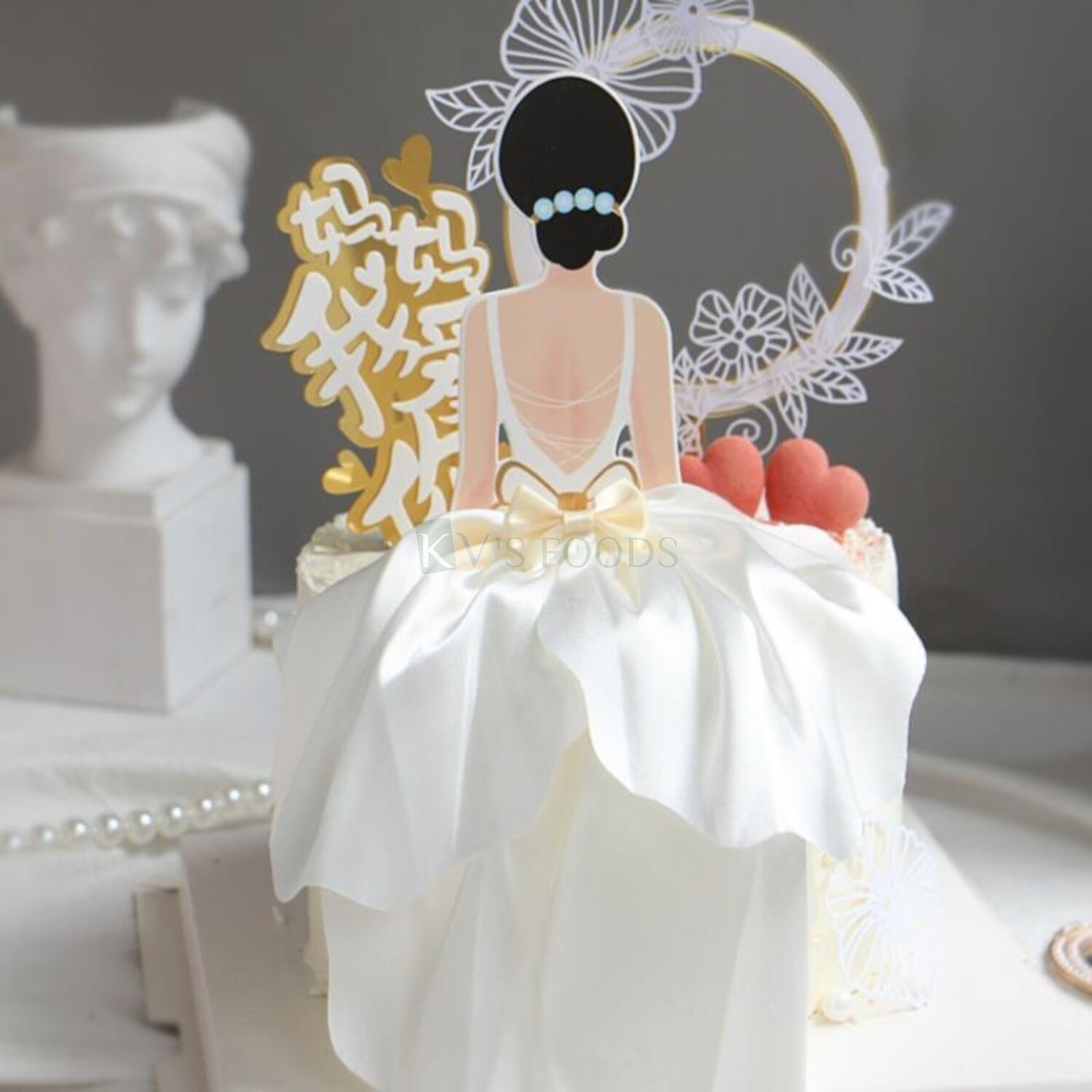 chinese dress ladies Personalised sitting girl silhouette in ribbon dress cake topper  Bakers  World