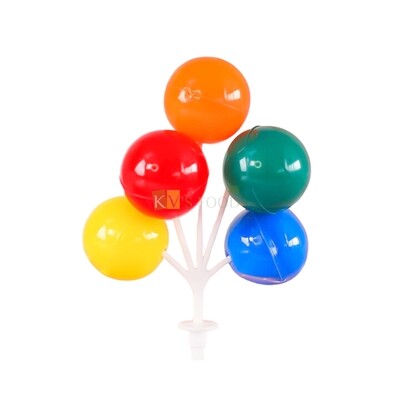 1PC Multicolour Rainbow Colour Plastic 5 Balloons String Flower Ball Cake Topper Insert, Cake Decoration Accessories, DIY Cake Decor