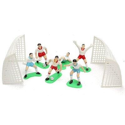 8PCS Soccer Football Sports Cake Topper 2 Team Players with Goal Post Toys Set for Cake Decoration Football Theme, Football Lover's Birthday Party, Sports Lover Birthday Theme, DIY Cake Decor