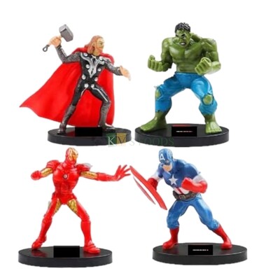 4PC Super Heroes Avengers Hulk, Thor, Iron man, Captain America Action Figures Model Toy Cake Topper Decoration, Miniature Figurine, Gift Children's Play Toys Set