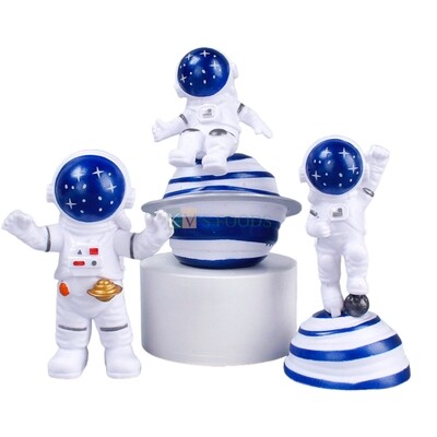 3pcs PVC Astronaut Spaceman Figurine Cake Topper, Galaxy Space Theme Cake Decoration, Miniature Figurine, Toy, Gift Children's Play Toys Set, Figure for Shelf Bookstore Office Collections