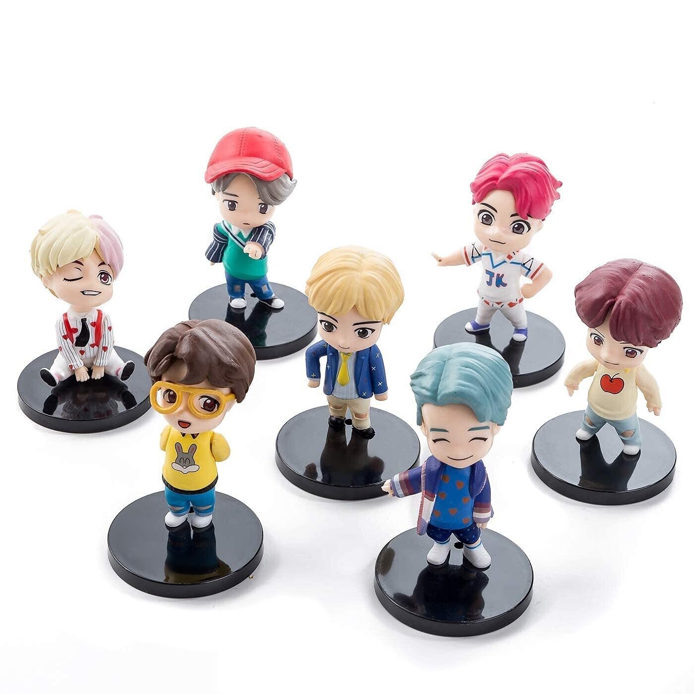 Toys Set of 7 Kpop BTS Tiny Tans Action Figure Set Or Cake Topper Decoration Merchandise Showpiece for BTS Army to Keep in Office Desk Table Gift Kpop Lovers Toys D1 Multicolor