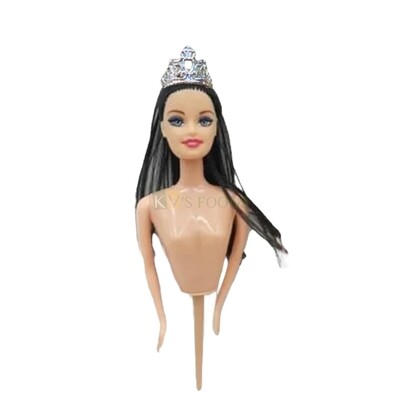 1PC Black Blond Hair Barbie Doll With Crown Doll Pick Insert Cake Topper for Half Kg, 1Kg and  2 Kg Cakes, Doll Cake Topper, Cake Topper Insert, Cake Decoration, DIY Cake Decoration Accessories