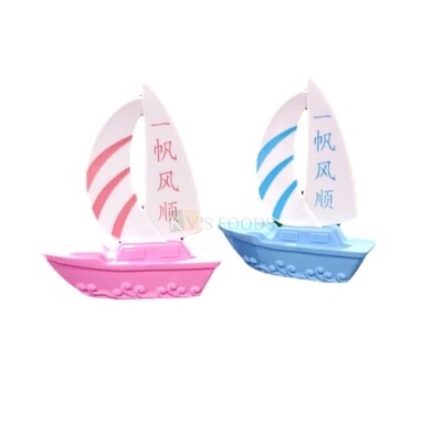 1PC Pink or Blue Ocean Sailing Yacht Boat Nautical Pirate Ship Theme Cake Cupcake Topper, Holiday Beach Cake Theme, Miniature Figurine, Cake Topper Toys, Cake Decoration Accessories, Baby Shower Theme