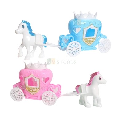 1PC Pink or Blue Fairy Tale Horse Carriage Cart Baggi Cake Topper, Toy Miniature Figurine, Baby Shower Cake Topper, Cake Decoration Accessories