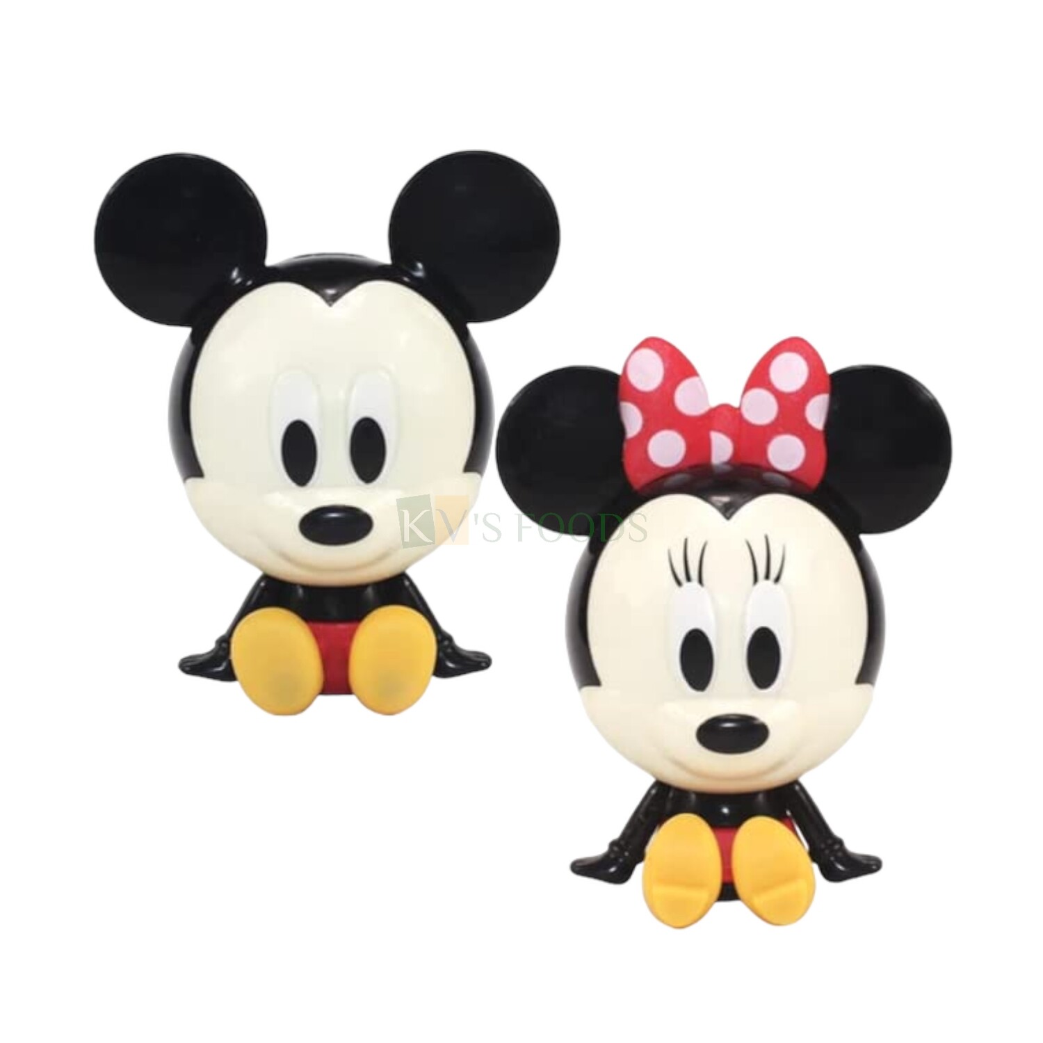 2 Pcs Sets Cute Mickey Minnie Mouse Seated Cake Toppers for Cake Decorating, Action Figure Disney Table Decor Themed Party Decorations, Cake Decoration Supplies, DIY Cake Decor