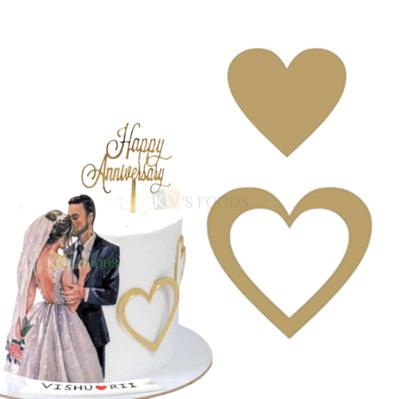10 PCS Acrylic Gold Shiney Mirror Solid and Outline Large Hearts Combination Cake Topper, Wedding, Anniversary, Birthdays, Valentine Love Cake Decoration Accessorises, DIY Cake Decor