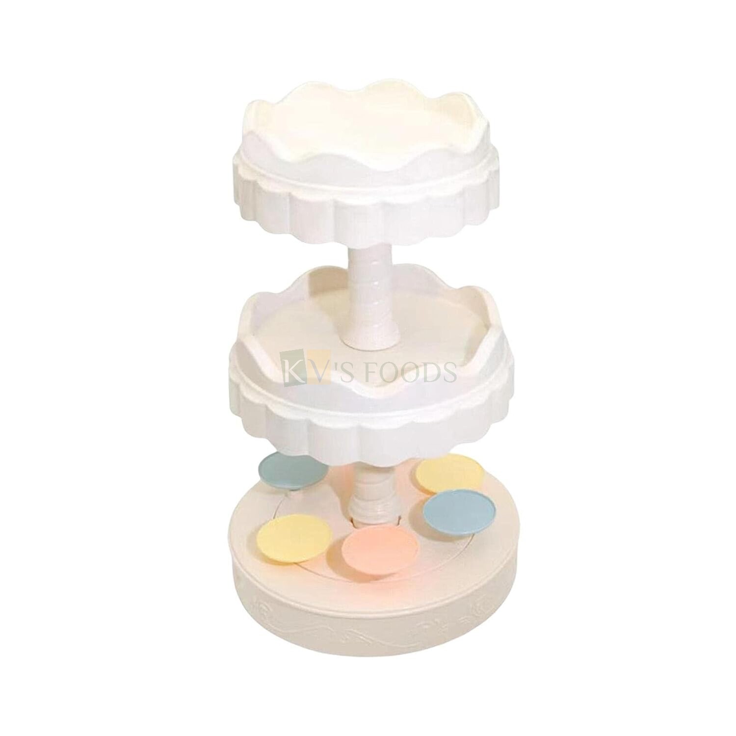 3 Tiers Auto 360 Degree Rotating Cake Stand 6PC Cupcake, Macaroon Dessert Plates Display Go Round Party Decoration Carousel Cake Machine Small Rotary Automatic Revolving Dessert Cake Booth Rack Stand