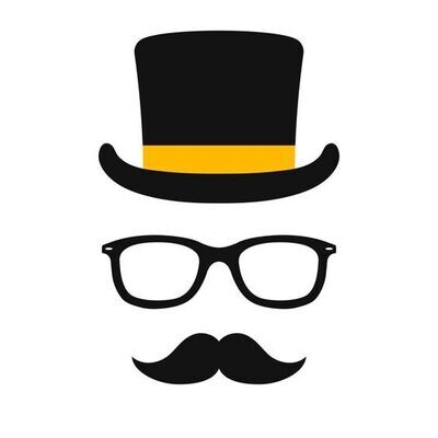 Man Hat Glasses & Mustachios Gentleman Edible Photo Print Paper Cutout for Cake Topper, Cake Decoration Topper Prints, Printable Sheet, Sugar Sheet, Wafer Sheet Printout