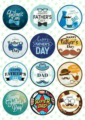 Father's Day Edible Photo Print Paper Cutout for Cup Cake Topper, Cake Decoration Topper Prints, Printable Sheet, Sugar Sheet, Wafer Sheet Printout