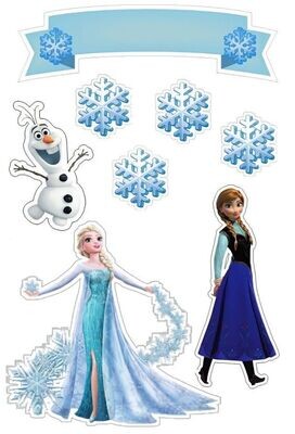 Frozen Theme Characters Edible Photo Print With Custom Name Banner Paper Cutout for Cake Topper, Cake Decoration Topper Prints, Printable Sheet, Sugar Sheet, Wafer Sheet Printout