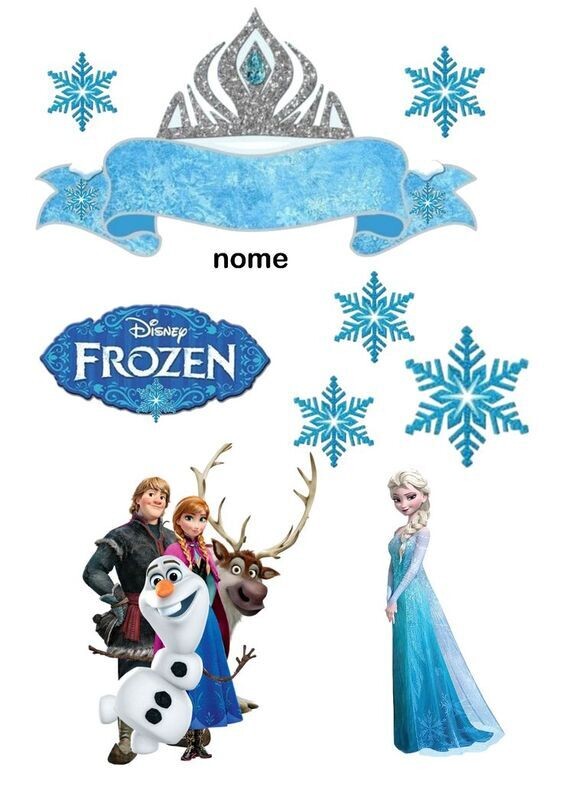 Frozen Theme Characters Edible Photo Print With Custom Name Banner ...