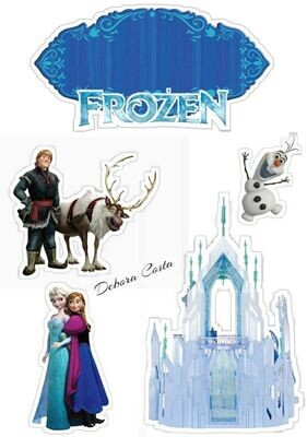 Frozen Theme Characters Edible Photo Print With Custom Name Banner Paper Cutout for Cake Topper, Cake Decoration Topper Prints, Printable Sheet, Sugar Sheet, Wafer Sheet Printout