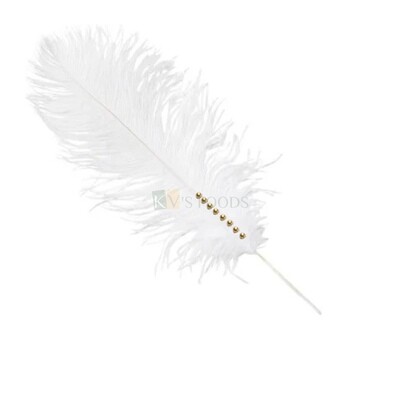 1pc White Ostrich Feather Cake Topper, Cake Decoration Insert, DIY Cake Decoration Accessories