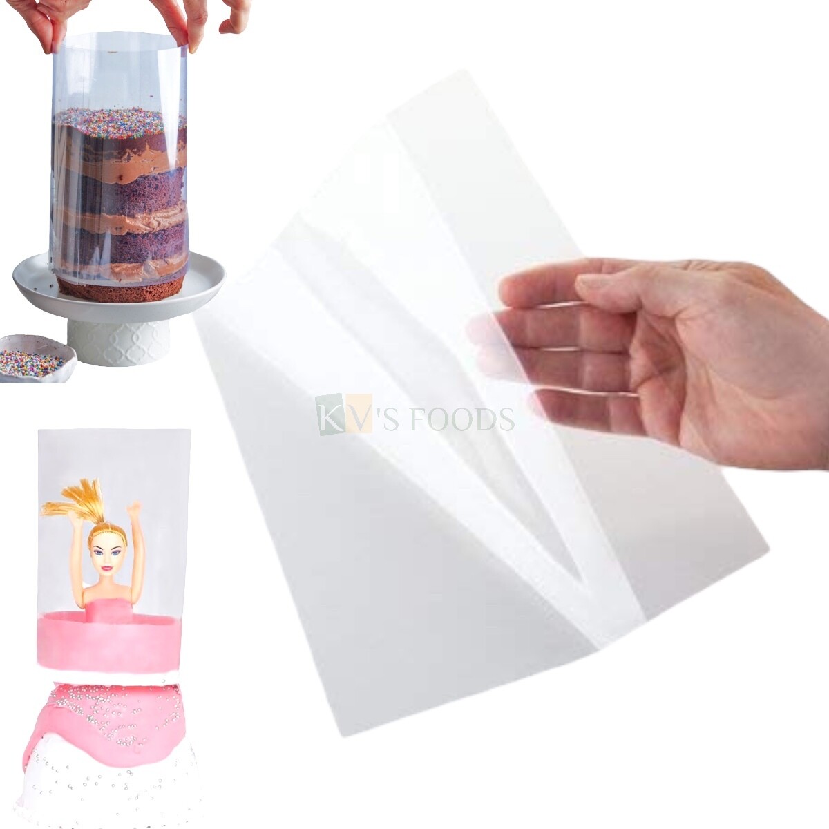 1PC Large (20Inch X 13Inch) Transparent OHP Clear Film Sheet for Pull Me Up Cakes, Chocolate Garnishing Decorations Acetate Sheet, Chocolate Net Lace Cakes Decoration Acetate Sheet.