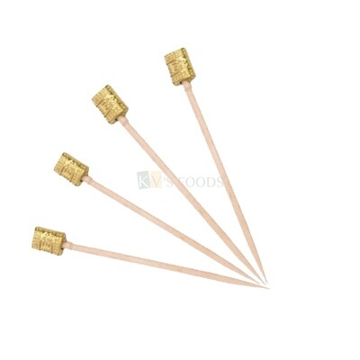 50 Pcs 2.5 Inches Fancy Party ToothPick Sticks Golden Crown Insert, Sandwich, Appetizer, Plate Picks Cupcake Toppers, Cake Accessories/ Decoration