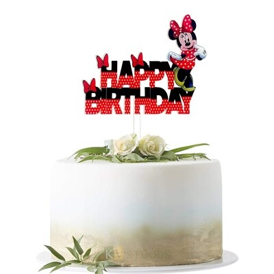 1PC Transparant Acrylic Colourful Disney Minnie Mouse  Happy Birthday Message Design Cake Topper, Acrylic Cake Topper Insert, Minnie Mouse Birthday Theme Cake, DIY Cake Decoration
