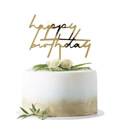 1PC Golden Acrylic Shiny Glass Finish Happy Birthday Letters with Unique Elegant Font Design Cake Topper, Cake Insert, DIY Cake Decoration