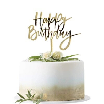 1PC Golden Acrylic Shiny Glass Finish Happy Birthday Letters with Elegant Unique Font Design Cake Topper, Birthday Cake Insert, DIY Cake Decoration