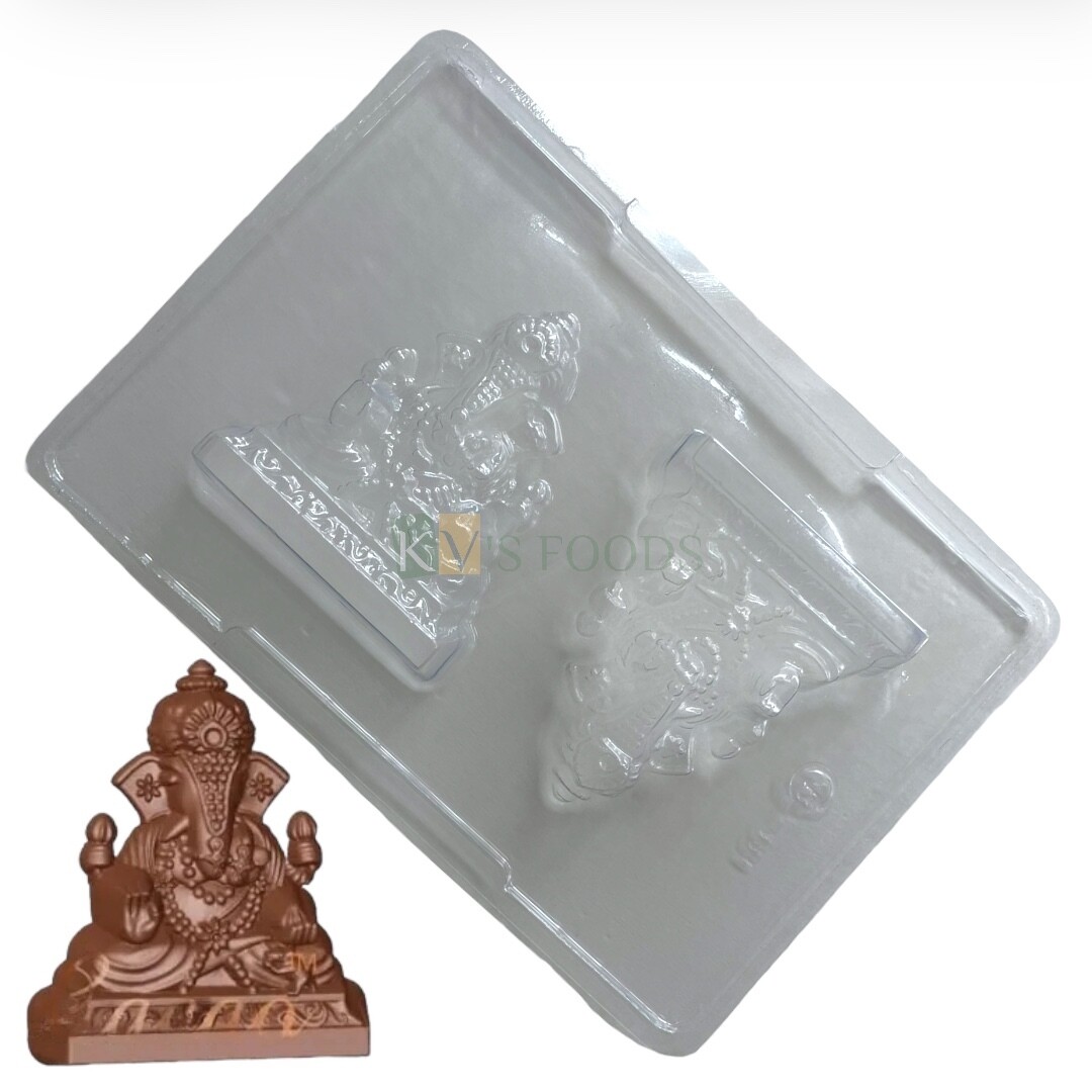 Chocolate Ganesha Ganpati IDOL with CHOWKI Aasan Set (2 Moulds) PVC Chocolate Mould DIY Eco-Friendly Ganesha