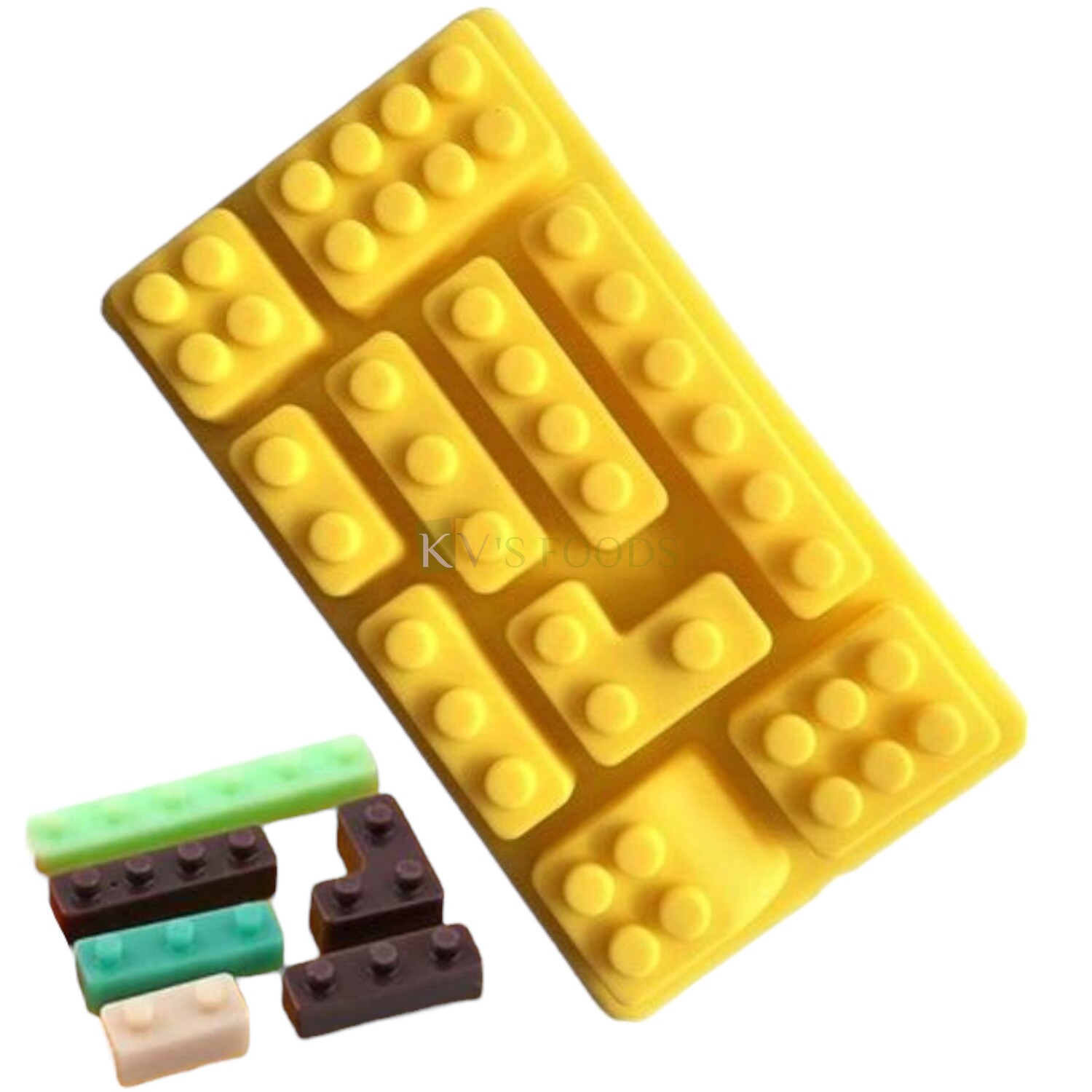 10 Cavity Lego Multishape Block Silicon Chocolate Mould, Sugar Craft, Cake Decoration topper Insert, Bite Size Pudding, Dessert, Jelly, Gummy,Garnishing, Candy, Pralines, Fondant,Baking DIY Food Decor