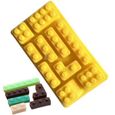 10 Cavity Lego Multishape Block Silicon Chocolate Mould, Sugar Craft, Cake Decoration topper Insert, Bite Size Pudding, Dessert, Jelly, Gummy,Garnishing, Candy, Pralines, Fondant,Baking DIY Food Decor