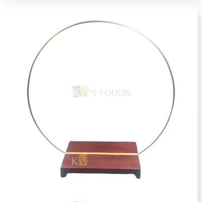 23 Inches Round Hoop Cake Stand With Square Wooden Base 12" X 12" for Parties Wedding Birthday Cake Stand Gold Ring Stand