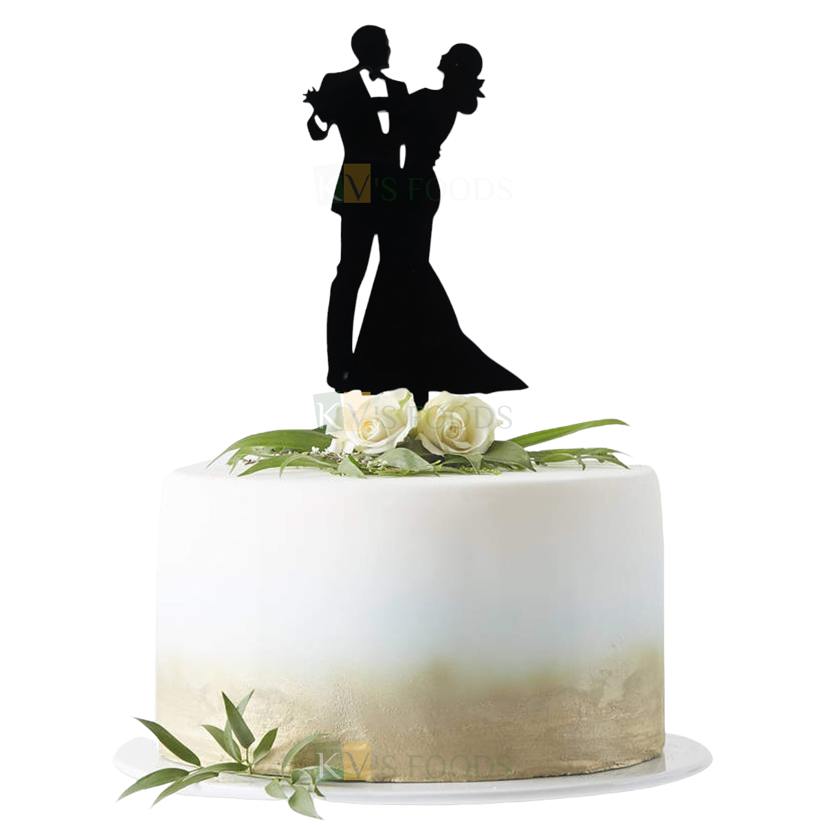 1PC Black Acrylic Dancing Bride and Groom Couple Cake Topper, Romantic Engagement Cake Topper, Silhouette Cake Topper, Cake Tops for Happy Anniversary Theme DIY Cake Decoration