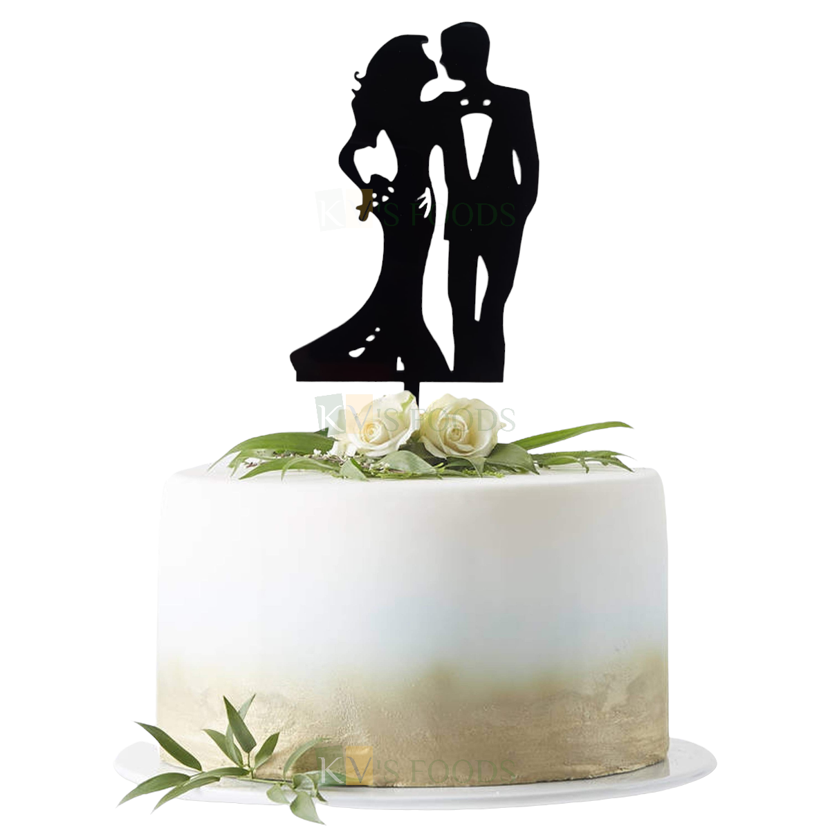 1PC Black Acrylic Dancing Bride and Groom Couple Cake Topper, Romantic Engagement Cake Topper, Silhouette Cake Topper, Cake Tops for Happy Anniversary Theme DIY Cake Decoration