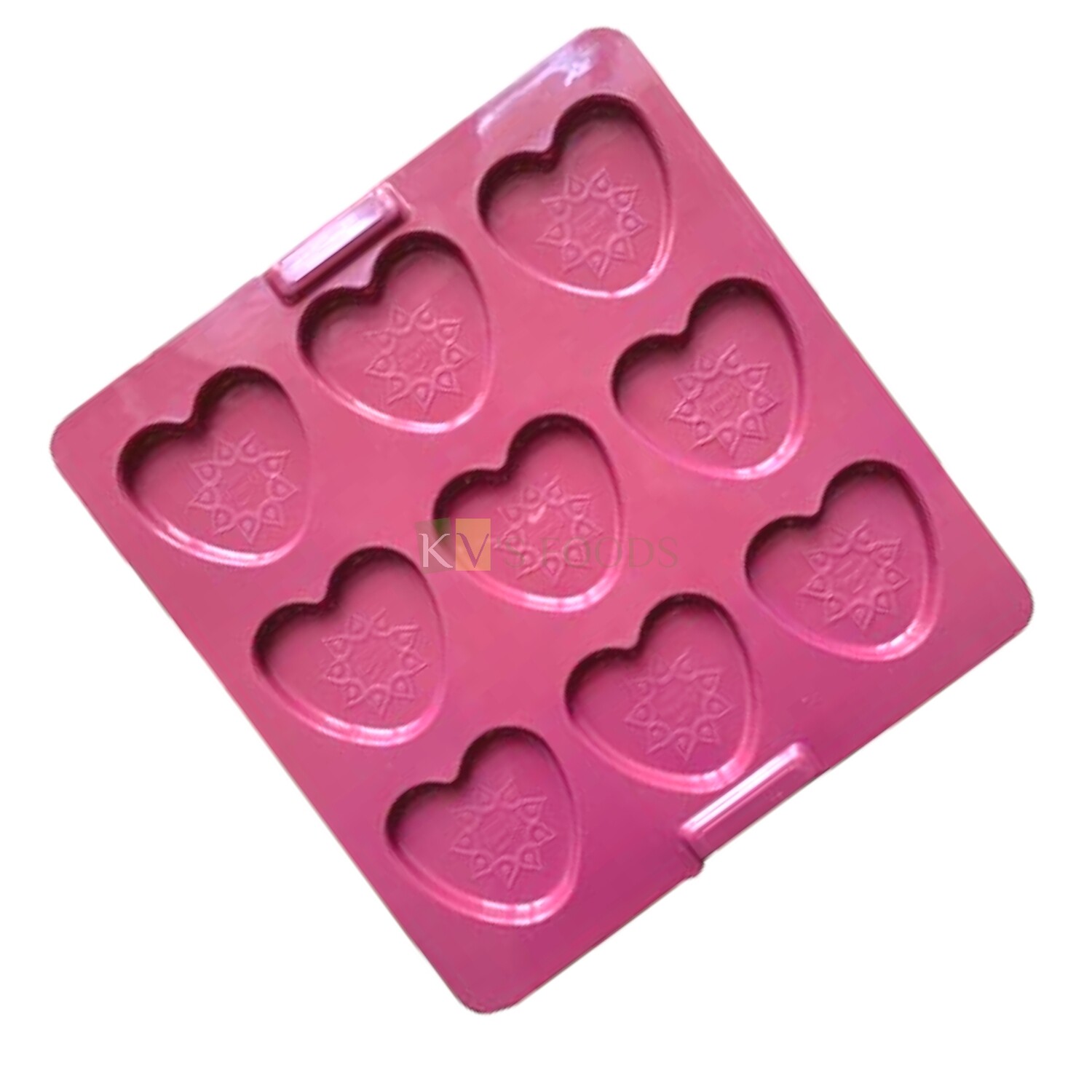 9 Cavity Happy Diwali Message with Mandala Heart Shape Silicon Chocolate Mould, Sugar Craft, Bite Size Pudding, Dessert, Jelly, Gummy,Garnishing, Candy, Pralines, Fondant,Baking DIY Food Decor