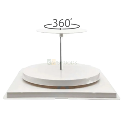 7'' Round Cake 360 Electric Rotating Layered Cake Table Stand with Base, 2 Layer Electric Revolving Round Cake Holder Circle Base for Cake Decorating Supplies Party Dessert Tray Cake Tools