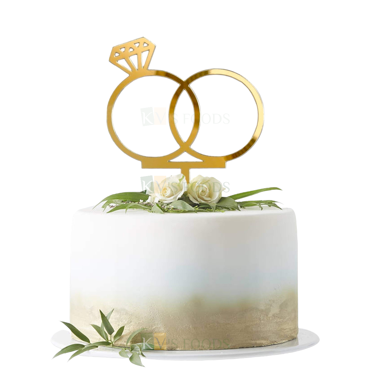 1PC Golden Acrylic Shiny Glass Finish Engagement Ring Cake Topper, Wedding Celebration, Engagement Party, Unique Elegant Font Design Cake and Cupcake Insert, DIY Cake Decorations