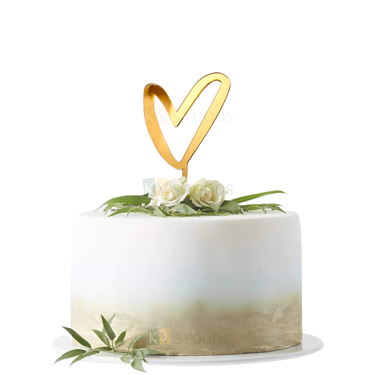 1PC Golden Acrylic Shiny Glass Finish Asymmetric Heart Shape Cake Topper, Happy Anniversary Cake Theme Love Valentine's Day Cake and Cupcake Insert, DIY Wedding Cake Decorations