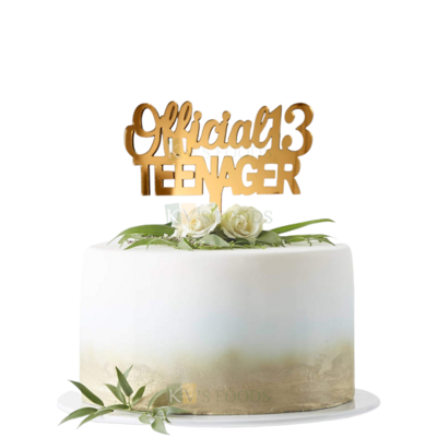 1PC Golden Acrylic Shiny Glass Finish Official 13 Teenager Cake Topper, Girls Daughters 13th Happy Birthday Cake Number Theme Topper Cake Insert Unique Elegant Font Design DIY Cake Decoration