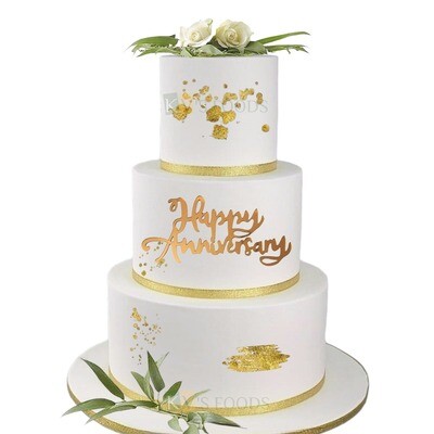 1PC Golden Acrylic Shiny Glass Finish Happy Anniversary Letters Cake Topper, Marriage Anniversary Cake Topper Unique Elegant Font Design Small Home Celebrations Cake Topper DIY Cake Decoration
