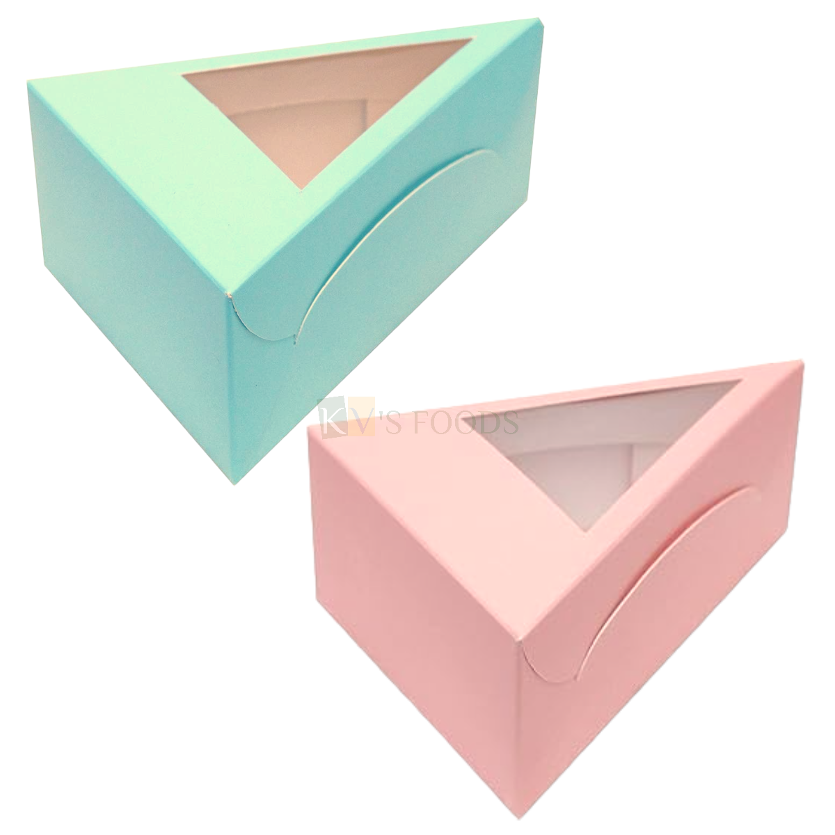 5PC Set of Multipurpose Pastel Colour 1 Pastry Triangle Box With Transparent Window Box Size 5.5 X 4.0 X 2.5 Inch for Chocolates, Cookies, Truffles, Cake Slice Box Cheese slice Hamper Folding Boxes
