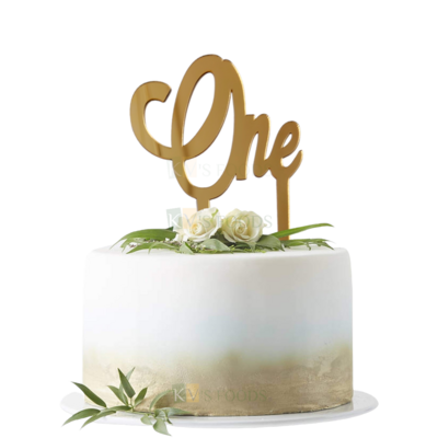 1PC Golden Acrylic Shiny Glass Finish ONE Cake Topper First Happy Birthday Theme, 1st Birthday Celebration Cake Topper, One Number Theme Cake Topper Children's Birthday Party Cake Topper
