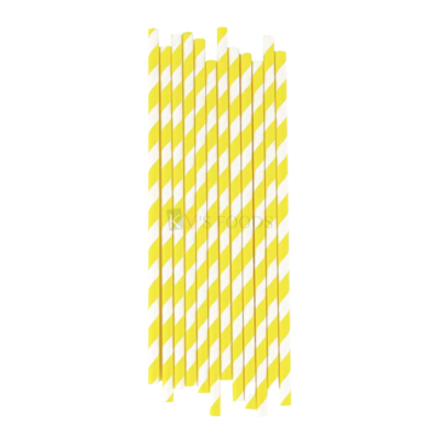 1 Packet Striped Yellow Colour Paper Straws 7.75 Inches Long and Diameter 0.1 Inches Pack of 100 Pieces for Drinking Juices Colossal Bubble Tea Paper Straws Yellow and White Striped Paper Straws