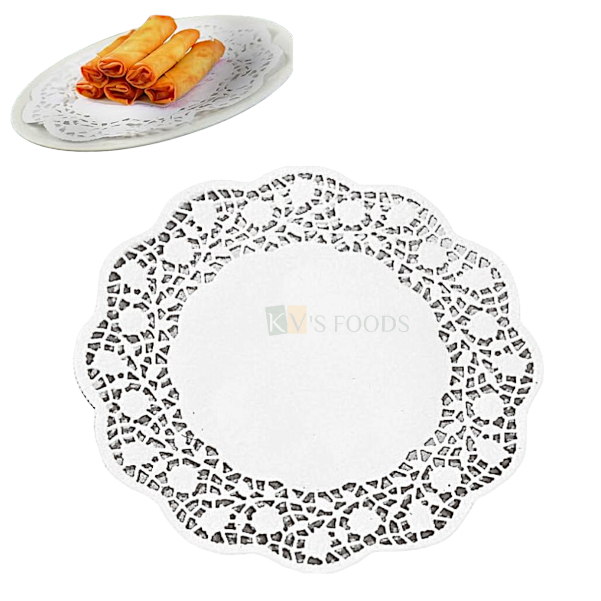 1 Packet White Round Doilies Laces Paper 100 Nos. Size 4.5 Inches, Disposable Doyleys Paper for Cakes Finger Food Snacks, Muffins Cupcakes Desserts Pastries Birthday Party Weddings Oil Absorbing Paper