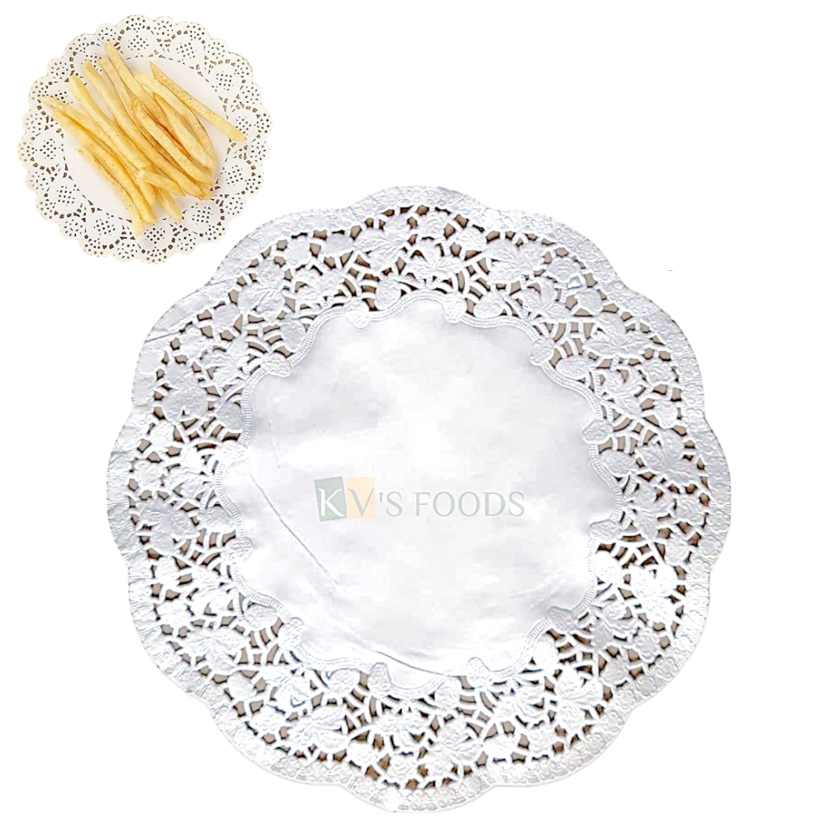 1 Packet White Round Doilies Laces Paper 40 Nos. Size 7.5 Inches, Disposable Doyleys Paper for Cakes Finger Food Snacks, Muffins Cupcakes Desserts Pastries Birthday Party Weddings Oil Absorbing Paper