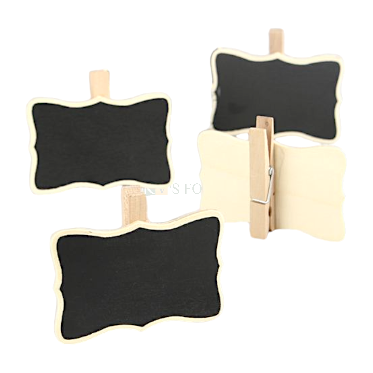4PC Mini Wavy Design Shape Chalkboard Clips Set Mini Clothespins Tags, Labels Kids Wooden Blackboard for Food Wedding Signs, Message Board Pegs, Birthdays Buffet Event Wedding Party Table Decorations