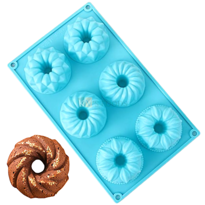 1 PC 6 Cavity Flower Doughnut Shape Silicon Mould Chocolate Mousse Dessert Bakeware Mini Bread Loaf, Brownie, Cornbread, Muffin, Kids Handmade Soap, Ice Cream, Candle Jelly Pudding Cake DIY Tools
