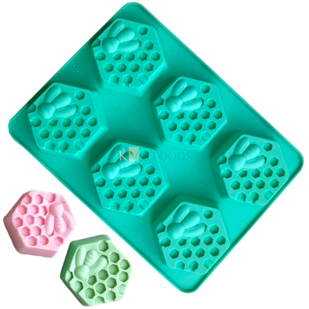 1 PC 6 Cavity Bee Honeycomb Hexagon Shape Silicon Mould Chocolate Mousse Dessert Bakeware Mini Bread Loaf, Brownie, Cornbread, Muffin, Kids Handmade Soap, Ice Cream, Candle Jelly Pudding Cake DIY Tool