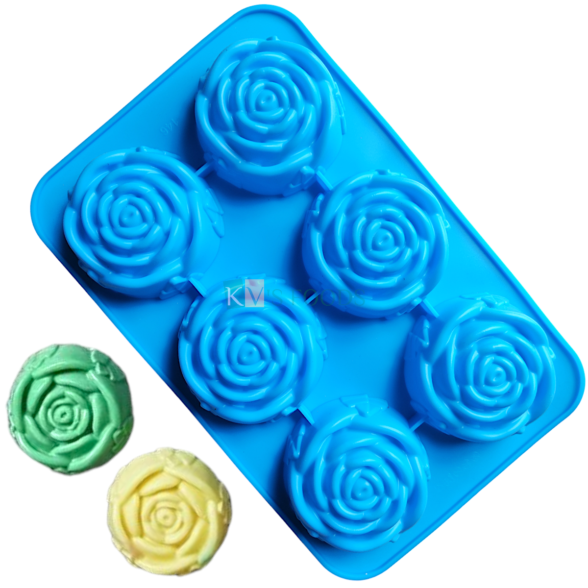 1 PC 6 Cavity Rose Design Shape Silicon Mould Chocolate Mousse Dessert Bakeware Mini Bread Loaf, Brownie, Cornbread, Muffin, Kids Handmade Soap, Ice Cream, Candle Jelly Pudding Cake for Birthday Party